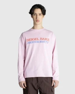 Clearance Beigel Bake Long-Sleeve Logo Tee Pink lightpink