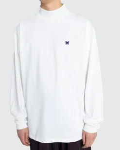 Fashion Needles L/S Mock Neck Tee Poly Jersey white