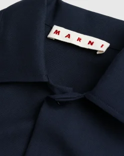 Fashion Marni L/S Virgin Wool Shirt Blue Black blublack