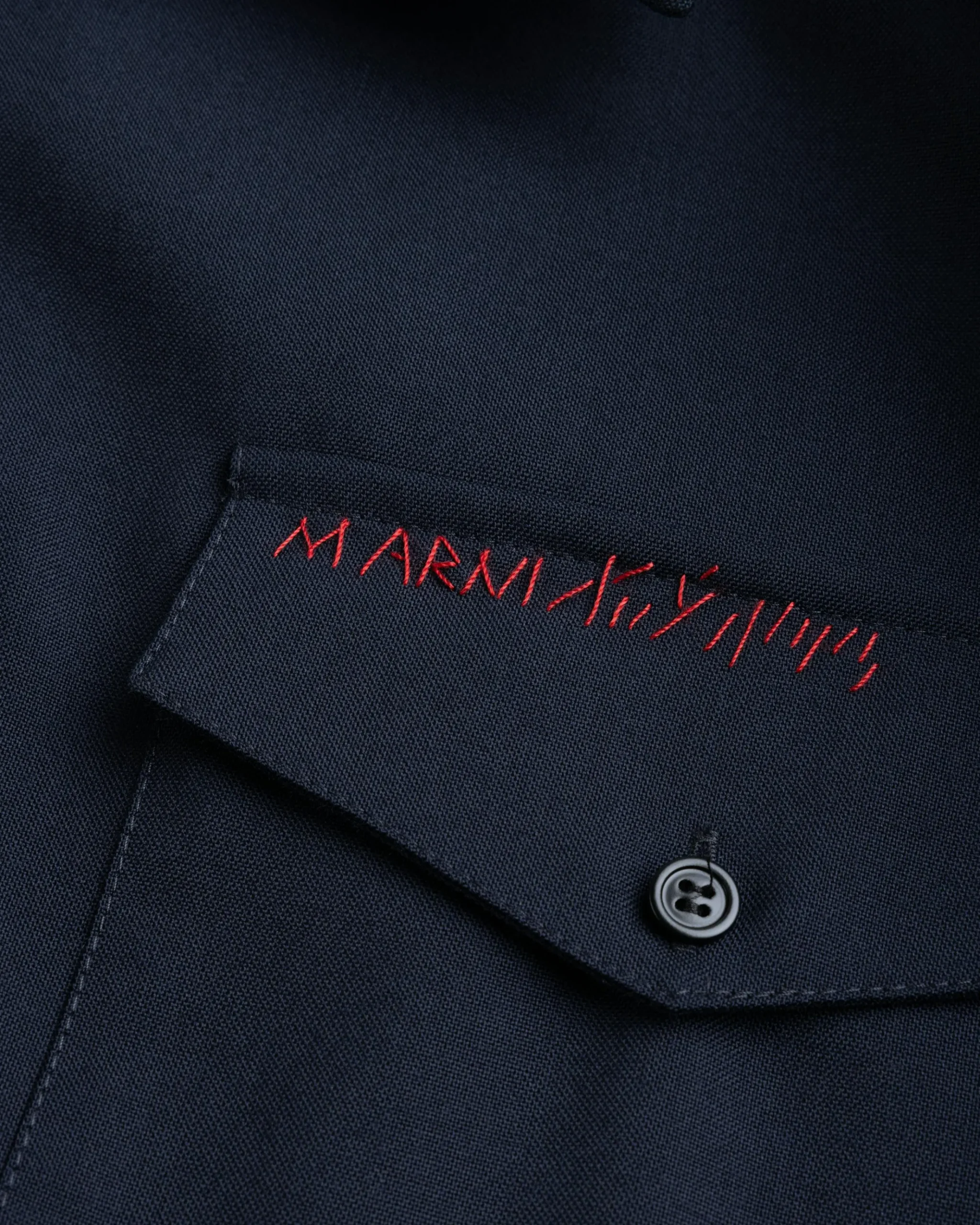 Fashion Marni L/S Virgin Wool Shirt Blue Black blublack