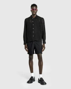 Best Bode Meandering Lace Long-Sleeve Shirt black