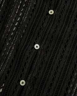 Best Bode Meandering Lace Long-Sleeve Shirt black