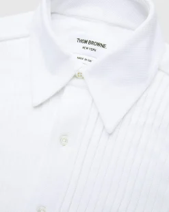 Best Sale Thom Browne Men's Pique Ruffled-Bib Tux Shirt white
