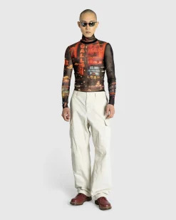 Best Jean Paul Gaultier Mesh Long-Sleeve Top Printed "Pigalle" black/red/orange/blue