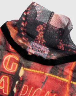 Best Jean Paul Gaultier Mesh Long-Sleeve Top Printed "Pigalle" black/red/orange/blue