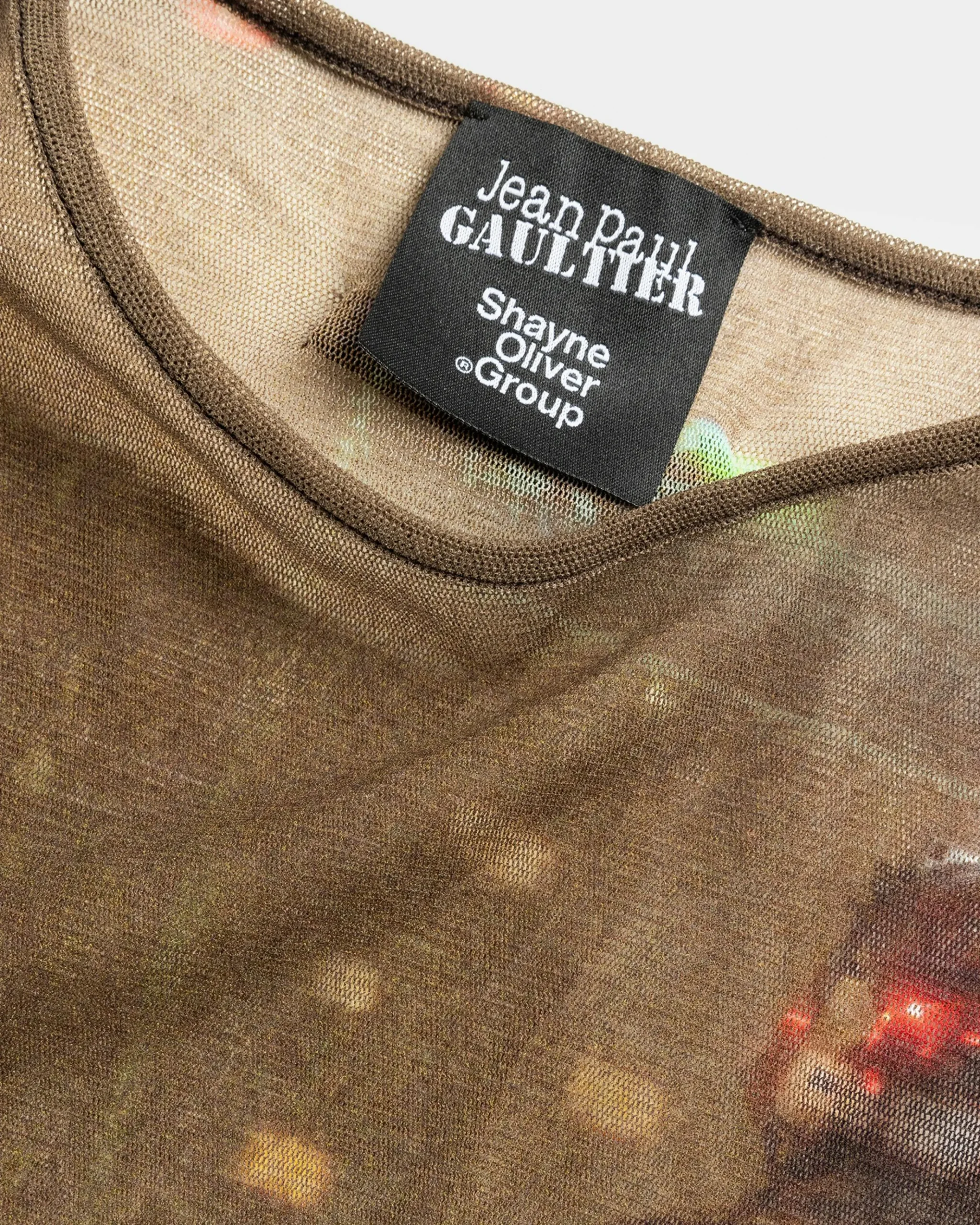 Cheap Jean Paul Gaultier Mesh Long-Sleeve Top Printed "City" brown/green/blue/red