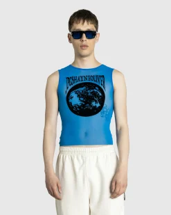 Store Jean Paul Gaultier Mesh Tank Top Flocked "Earth" Ibiza Blue/Black ibizablue/black