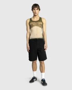Cheap Jean Paul Gaultier Mesh Tank Top Printed Cartouche green/ecru/black/orange