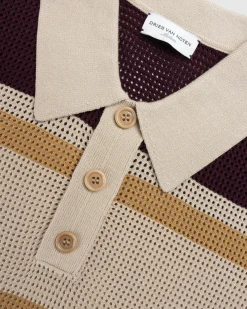 Best Sale Dries van Noten Mindo Knit Polo /Stripes beige