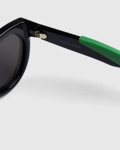 Flash Sale Bottega Veneta Mitre Square Rounded Injected Acetate Sunglasses Black/Green black-black-grey