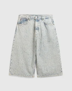 New Acne Studios Monogram Denim Shorts blue/beige