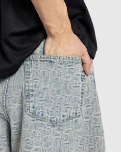 New Acne Studios Monogram Denim Shorts blue/beige