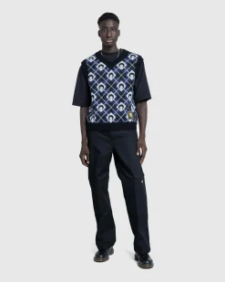 Cheap Marine Serre Moon Argyle Knit Vest black
