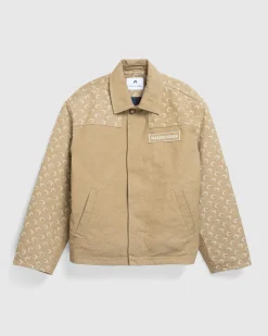 Cheap Marine Serre Moon Jacquard Twill Workwear Jacket Dark Beige darkbeige