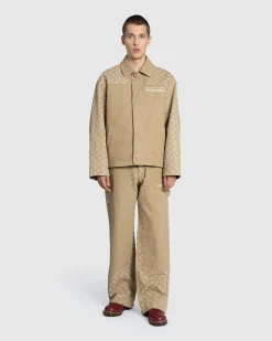 Cheap Marine Serre Moon Jacquard Twill Workwear Jacket Dark Beige darkbeige