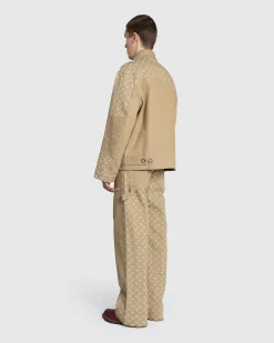 Cheap Marine Serre Moon Jacquard Twill Workwear Jacket Dark Beige darkbeige