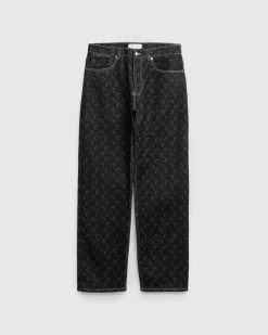 Cheap Marine Serre Moon Laser Denim Straight Jeans black