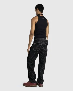 Cheap Marine Serre Moon Laser Denim Straight Jeans black