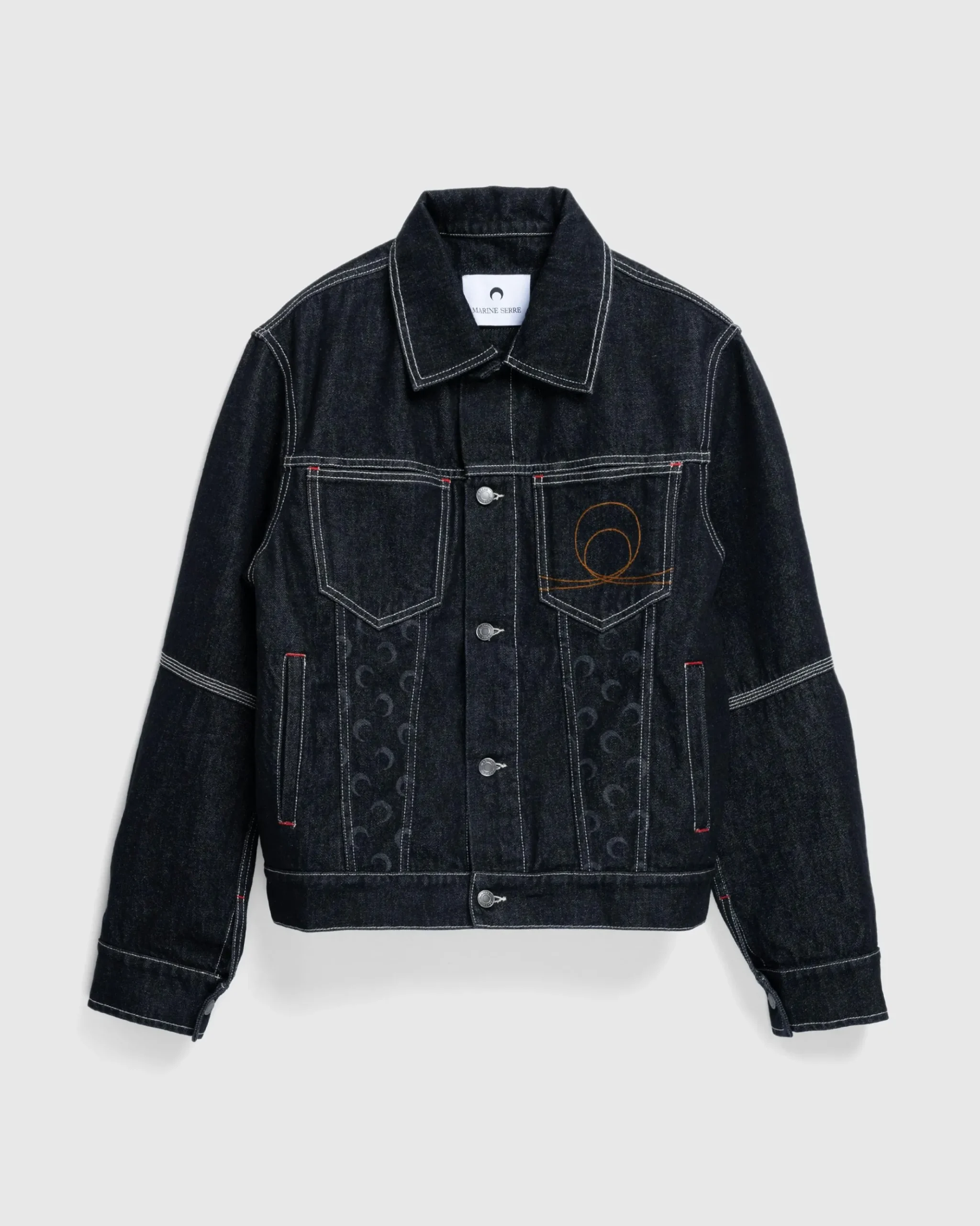 Hot Marine Serre Moon Laser Denim Trucker Jacket black