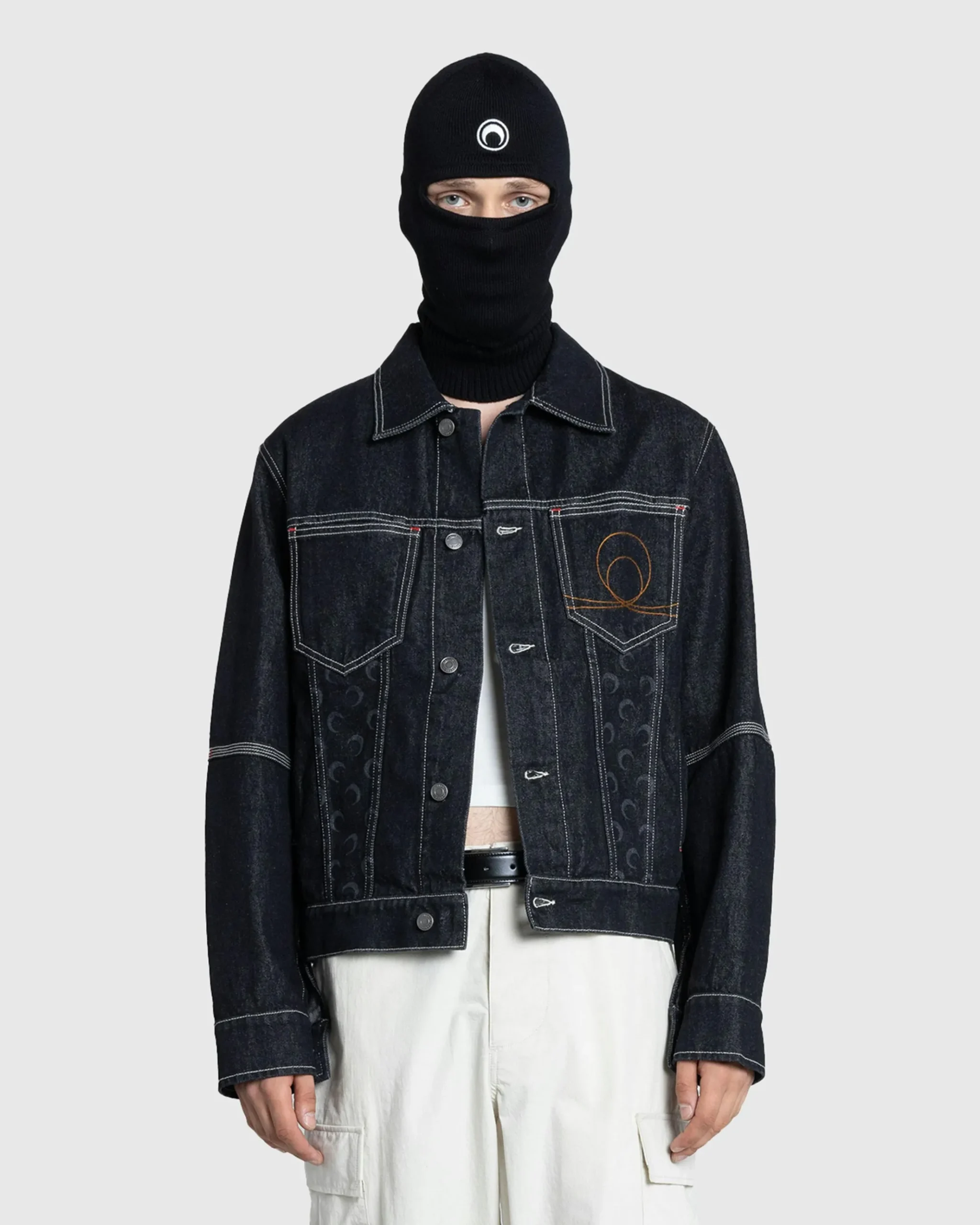 Hot Marine Serre Moon Laser Denim Trucker Jacket black