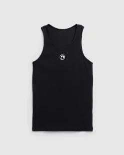 Flash Sale Marine Serre Moon Logo Ribbed Jersey Tank Top black
