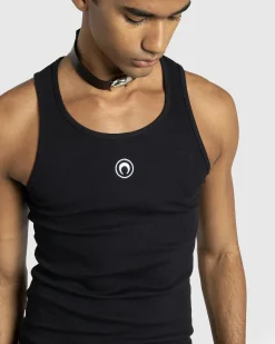 Flash Sale Marine Serre Moon Logo Ribbed Jersey Tank Top black