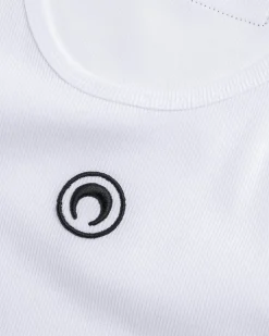 Sale Marine Serre Moon Logo Ribbed Jersey Tank Top white