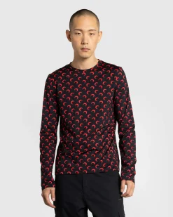 Flash Sale Marine Serre Moon Printed Jersey Second Skin Regular Top Black/Red black&red
