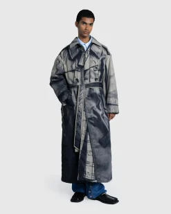 Online Jean Paul Gaultier Nylon Padded Trench Printed "Trompe-l'œil Trench" beige/black