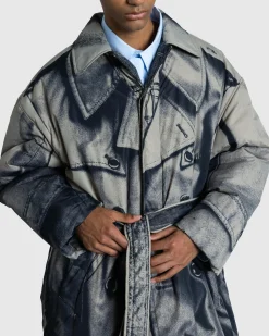 Online Jean Paul Gaultier Nylon Padded Trench Printed "Trompe-l'œil Trench" beige/black