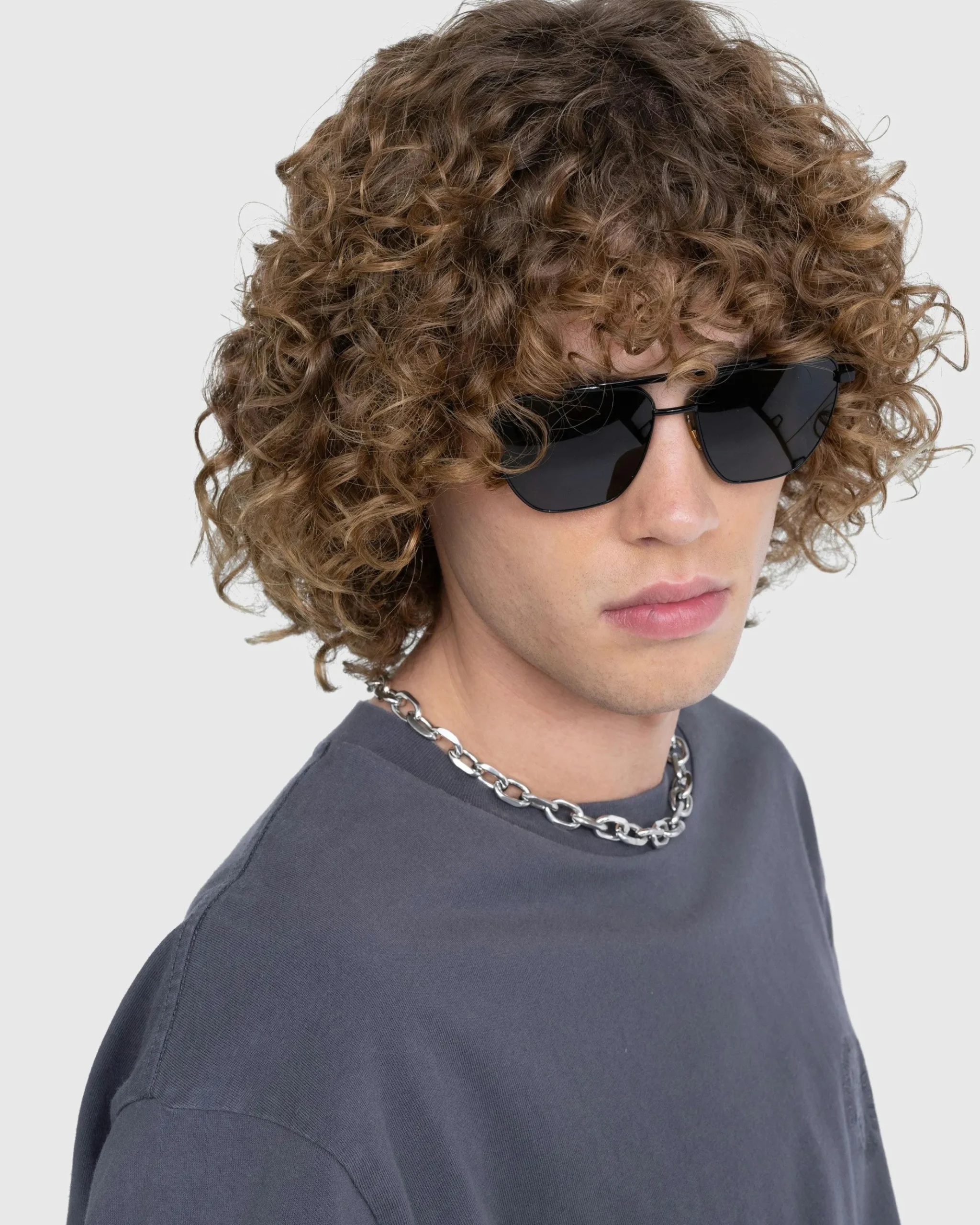 Store Bottega Veneta Pilot Square Frame Sunglasses black