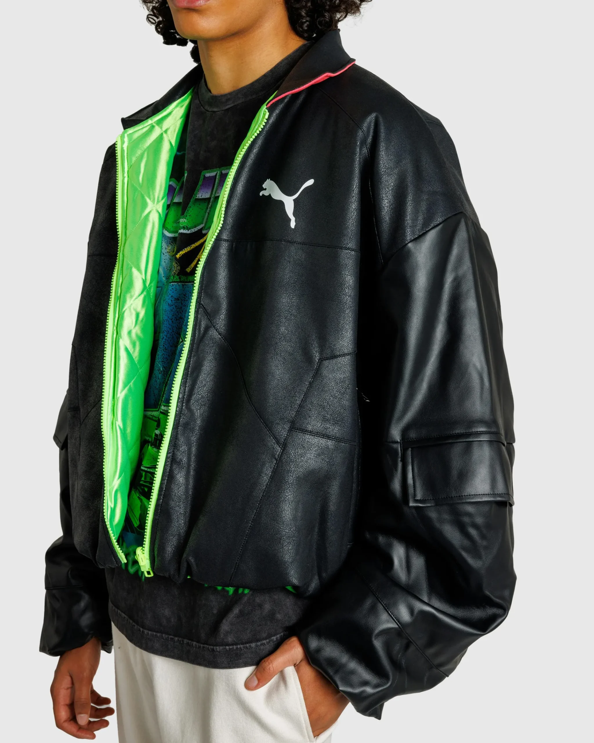 Hot Puma Pleather Jacket Black pumablack