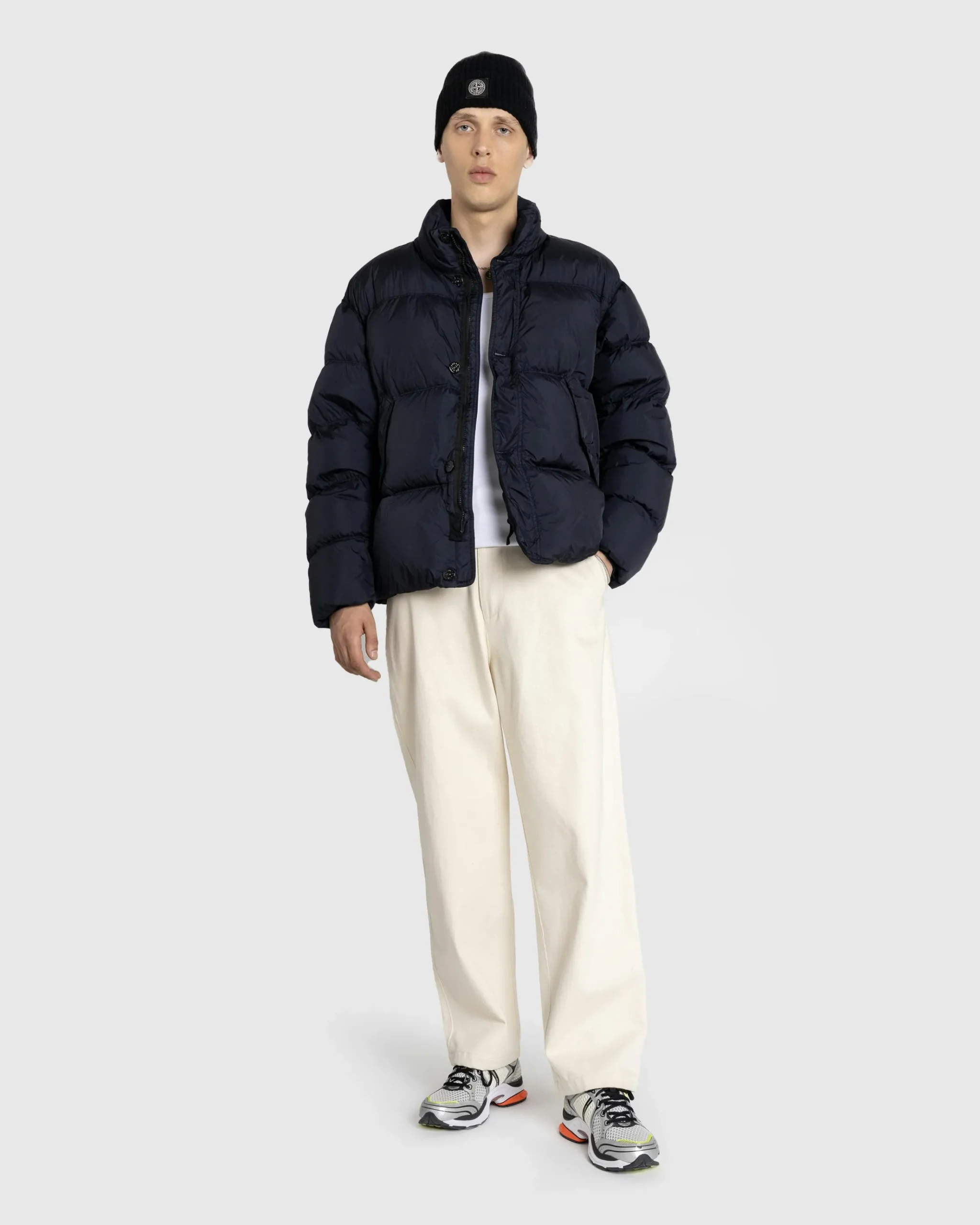 Discount Stone Island Real Down Jacket Navy Blue navyblue