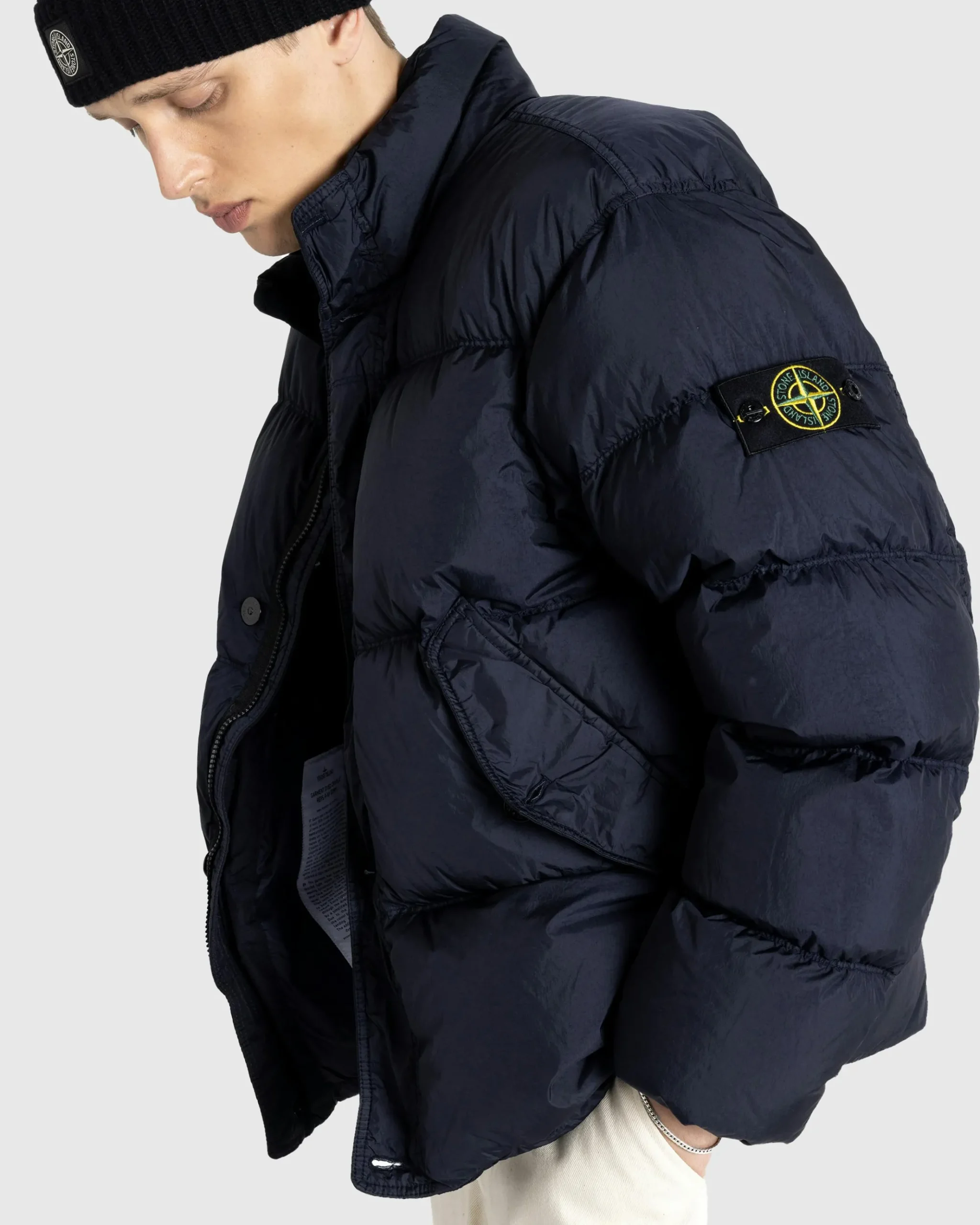 Discount Stone Island Real Down Jacket Navy Blue navyblue