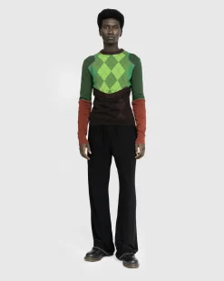 New Marine Serre Regenerated Lozenge Knit Crewneck Pullover Multi green