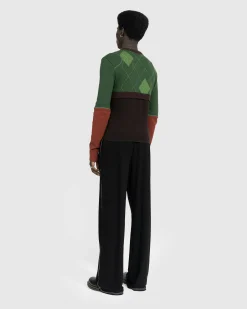 New Marine Serre Regenerated Lozenge Knit Crewneck Pullover Multi green