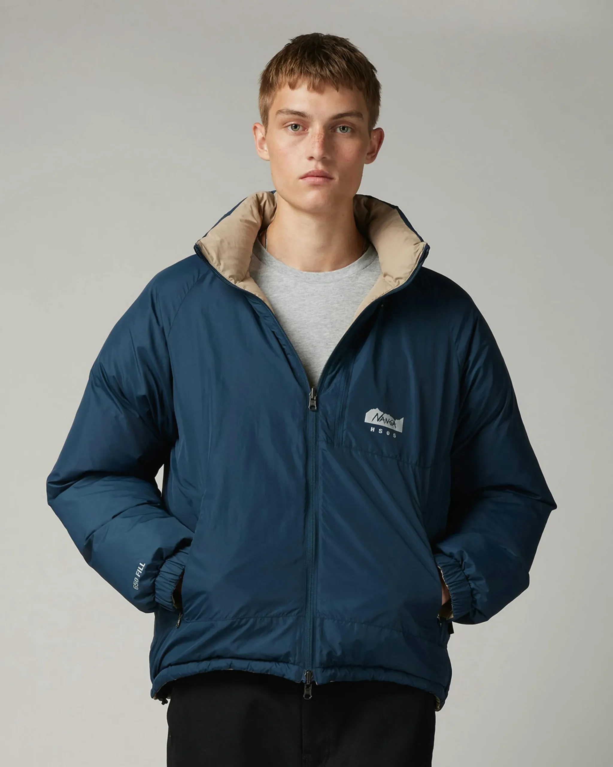 New NANGA Reversible Down Jacket navy/beige