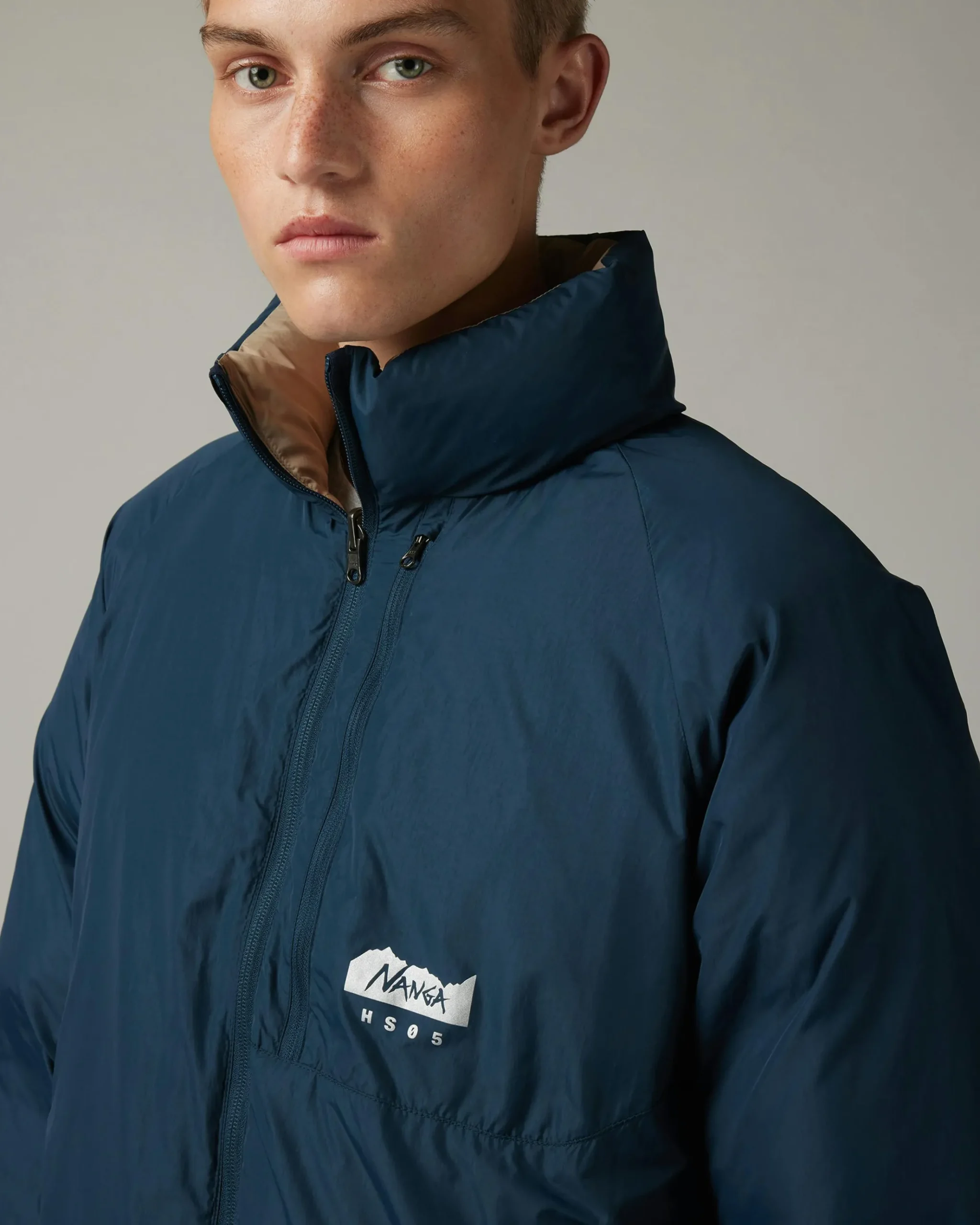 New NANGA Reversible Down Jacket navy/beige