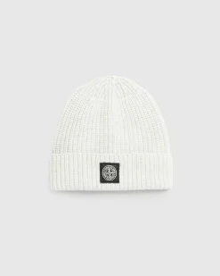 Shop Stone Island Ribbed Wool Beanie Melange Pearl Grey melangepearlgrey