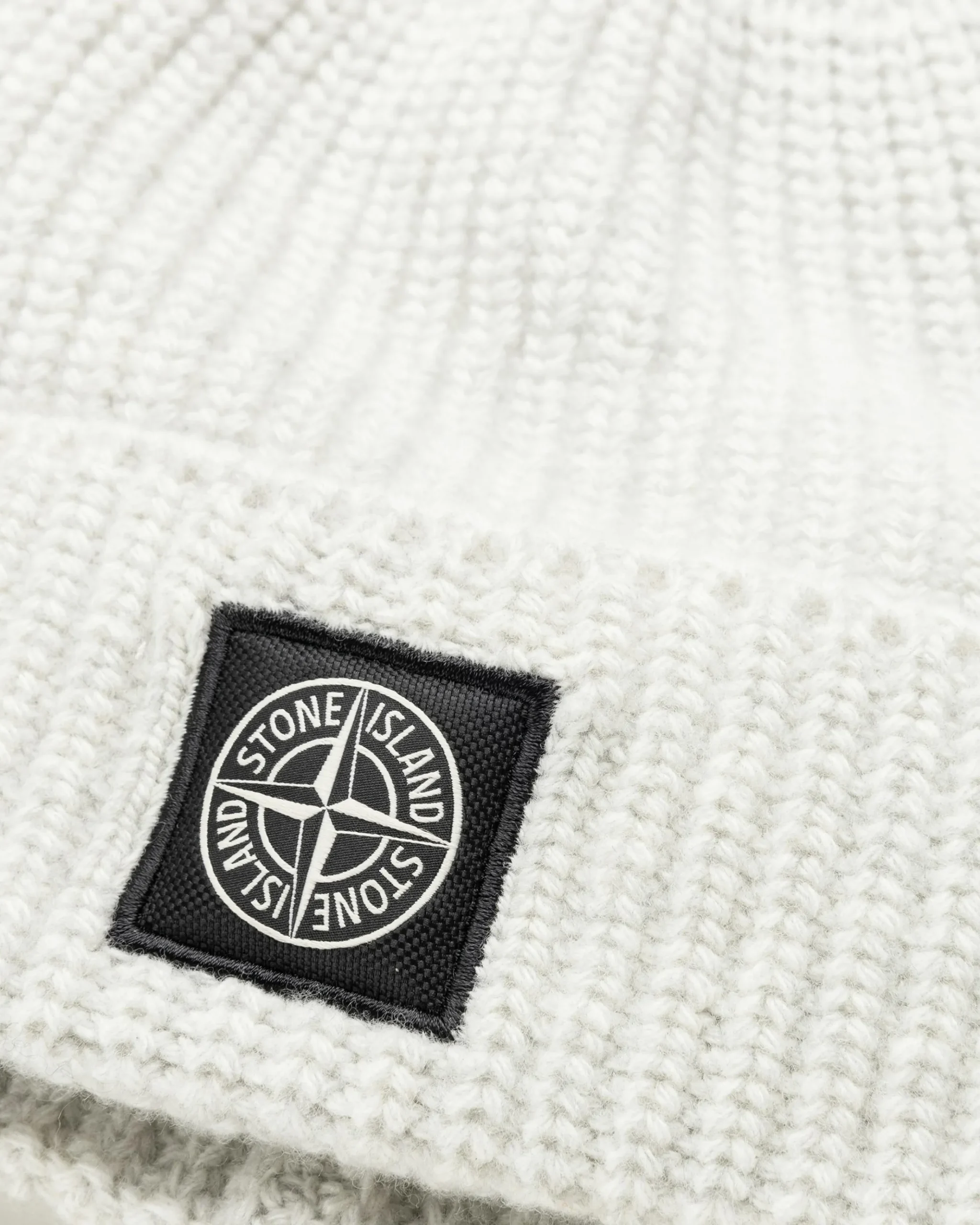 Shop Stone Island Ribbed Wool Beanie Melange Pearl Grey melangepearlgrey