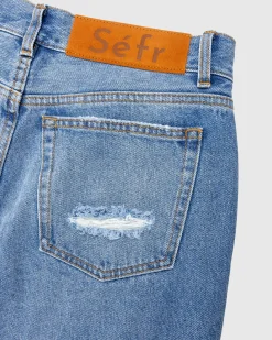 New Séfr Rider Cut Jeans Trashed Mid Blue trashedmidblue