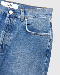 New Séfr Rider Cut Jeans Trashed Mid Blue trashedmidblue