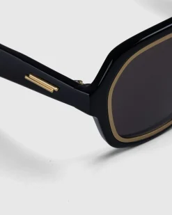 Outlet Bottega Veneta Rim Aviator Sunglasses black