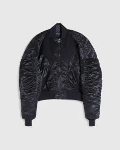 Online Mugler Satin Bomber Jacket Black black/black