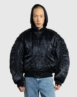 Online Mugler Satin Bomber Jacket Black black/black