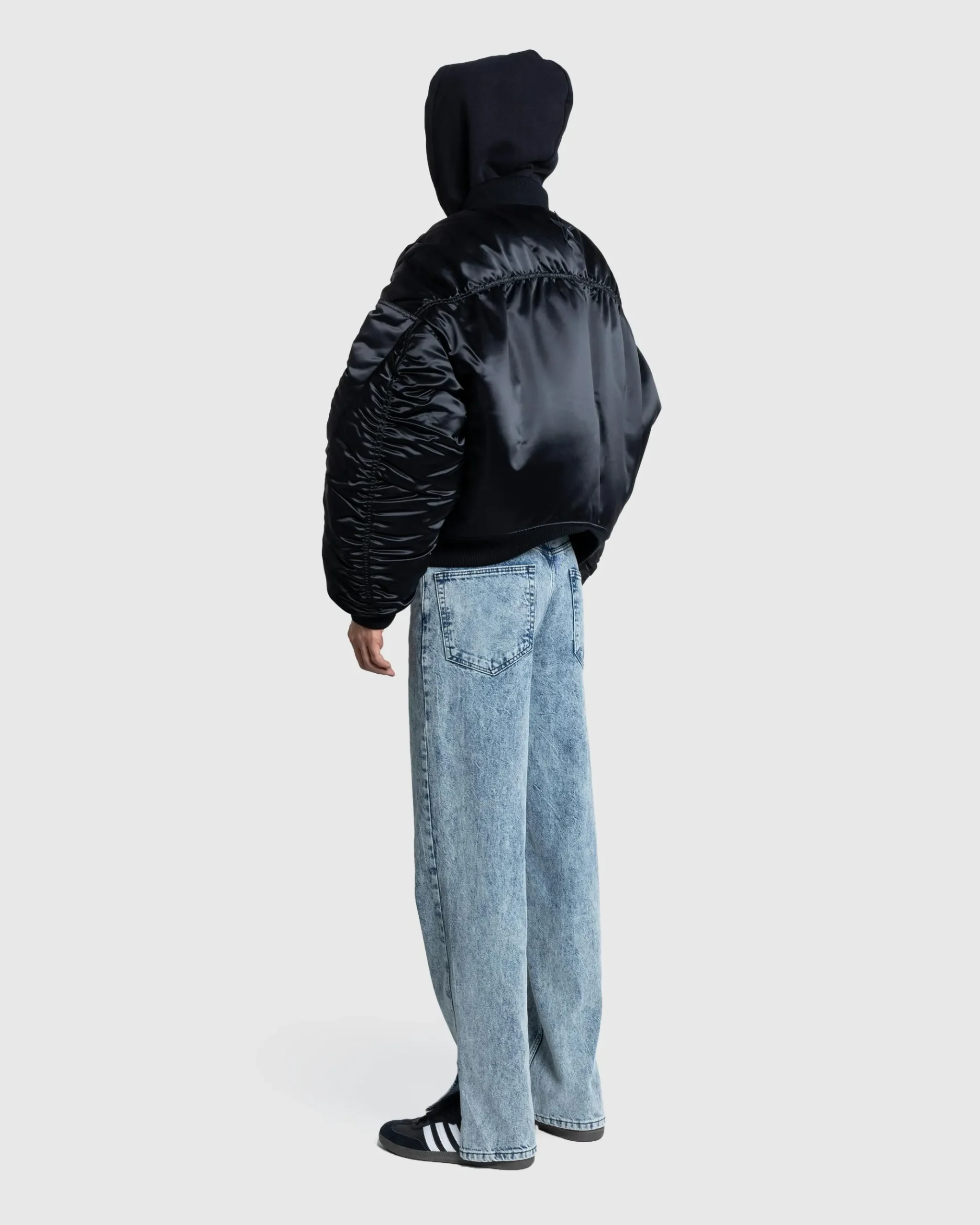 Online Mugler Satin Bomber Jacket Black black/black