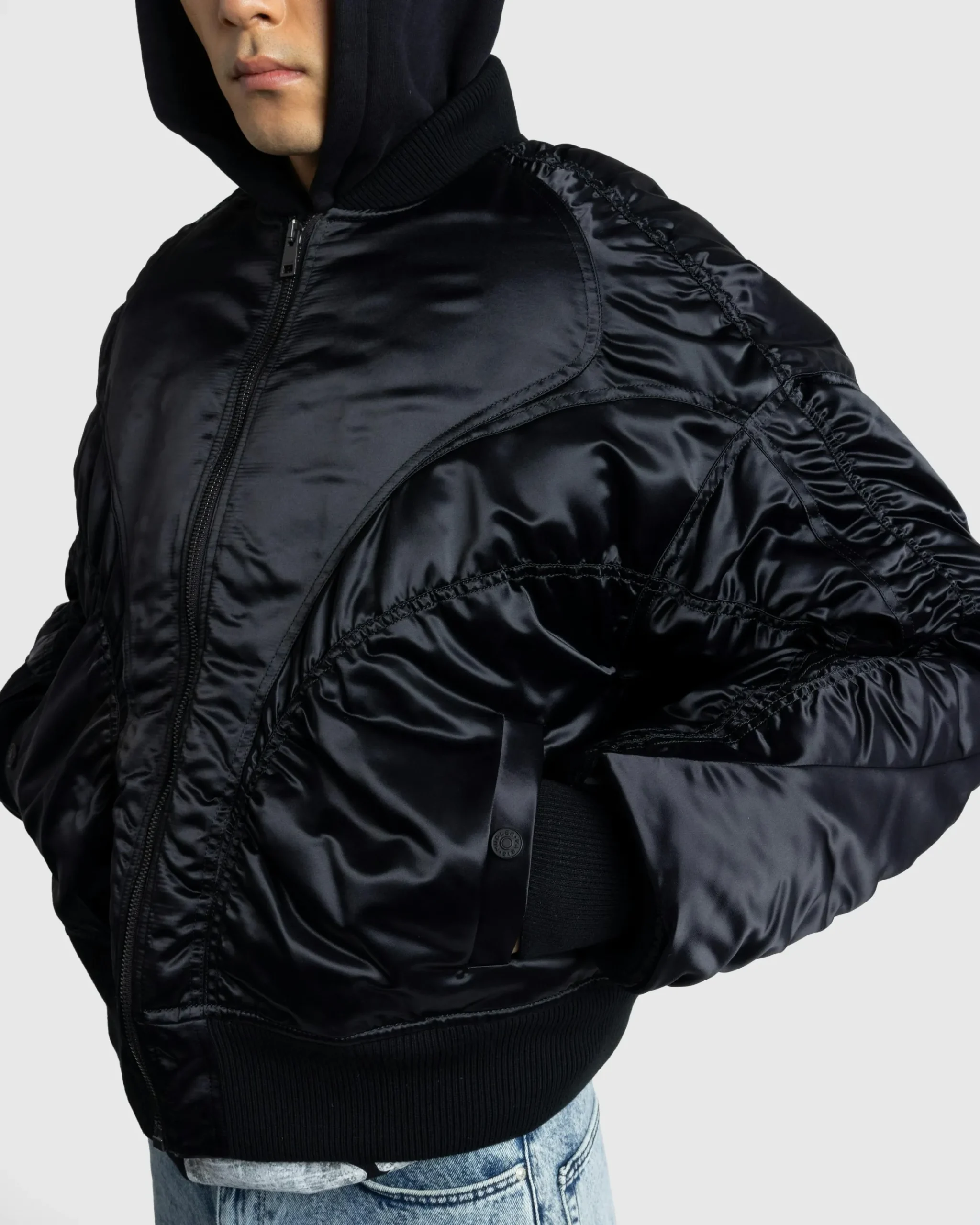 Online Mugler Satin Bomber Jacket Black black/black