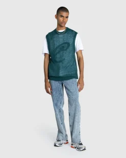 Cheap Café de Flore Script Sweater Vest Green darkgreen