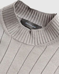 Fashion Mugler Sculpting Knit Top Grey Melange greymelange
