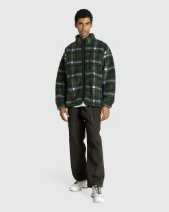 Best Gramicci Shadow Plaid Sherpa Jacket Olive oliveshadowplaid